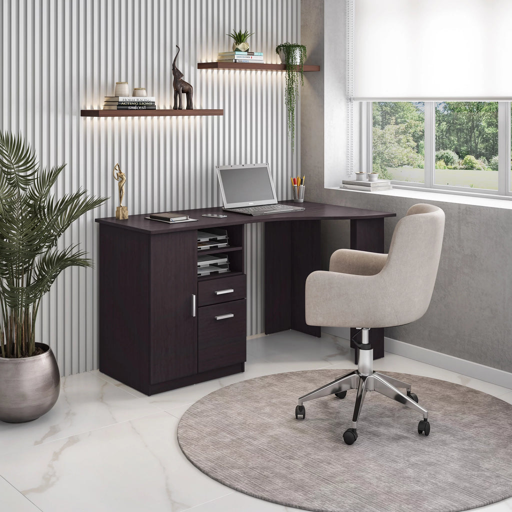 Classic Office Desk with Storage, Espresso E278473