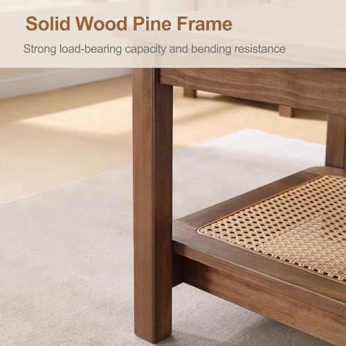 47.2'' 2-Tier Solid Wood PE Rattan Coffee Table X261