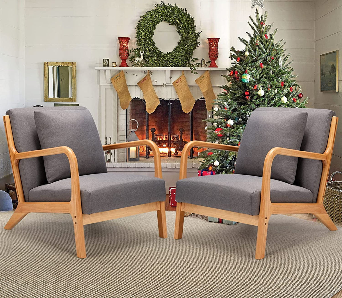 Gray Upholstered Accent Chair Set of 2 W2254
