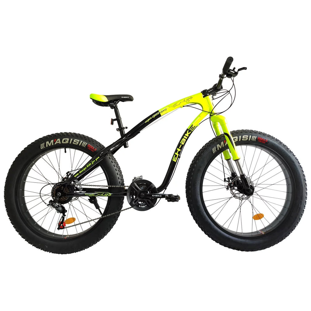 26-Inch Fat Tire Mountain Bike 7-Speed Steel Frame Black G9656