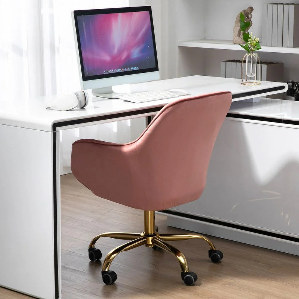 Pink Velvet Swivel Chair with High Back K136480