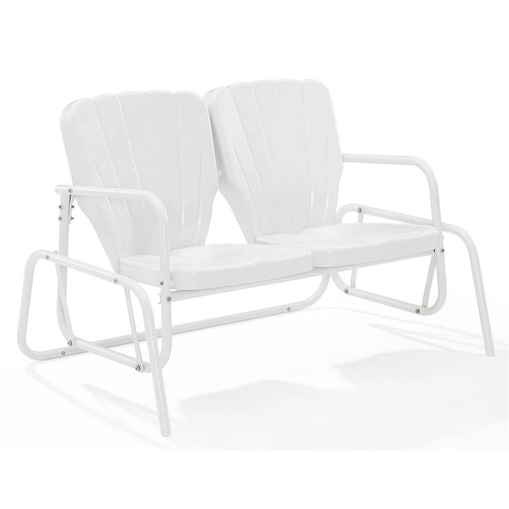Metal Outdoor Loveseat Glider in White J4537