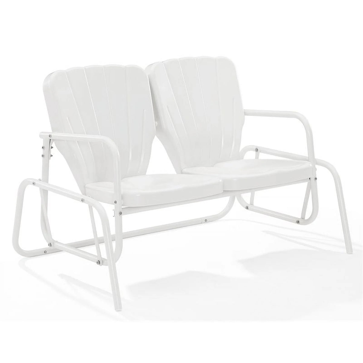 Metal Outdoor Loveseat Glider in White J4537