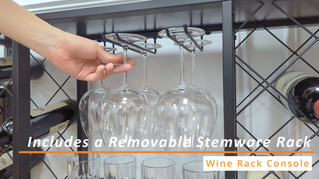 Black 34 Bottle Wine Rack Console I28226