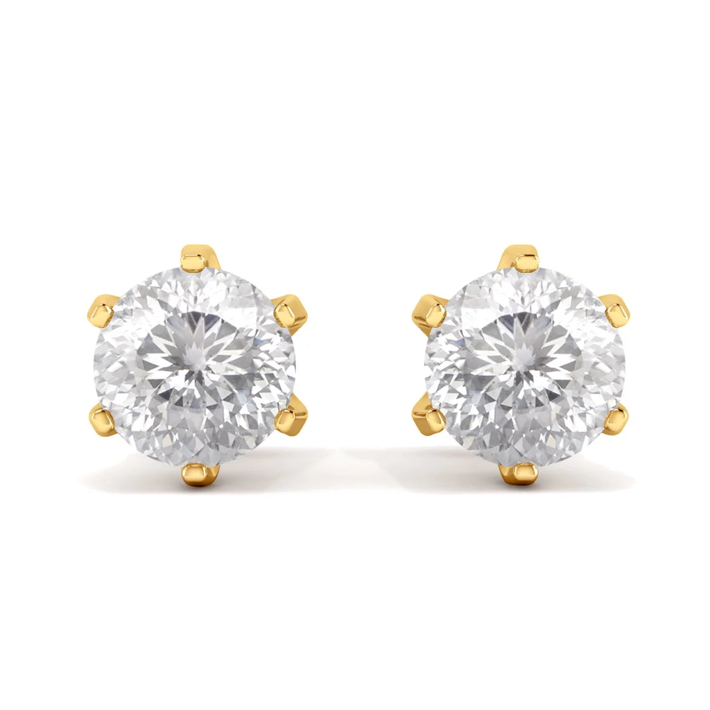2.00CT Round Portuguese Cut Moissanite Earrings 925 Sterling Silver Gold Vermeil F35650