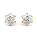 2.00CT Round Portuguese Cut Moissanite Earrings 925 Sterling Silver Gold Vermeil F35650