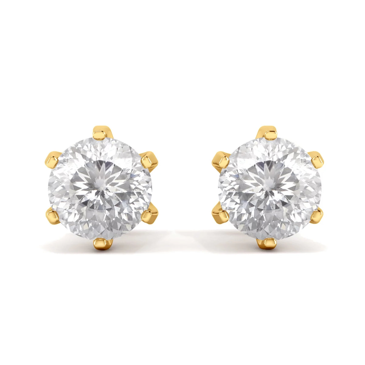 2.00CT Round Portuguese Cut Moissanite Earrings 925 Sterling Silver Gold Vermeil F35650