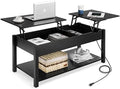 42.5" Lift Top Coffee Table with Hidden Compartment and USB Ports D8366