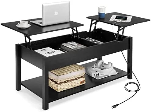 42.5" Lift Top Coffee Table with Hidden Compartment and USB Ports D8366