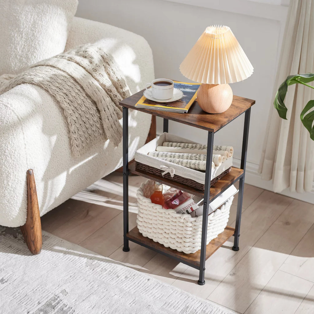 Small Side Table Set of 2, 3-Tier End Table Nightstand with Storage Shelf Y86454