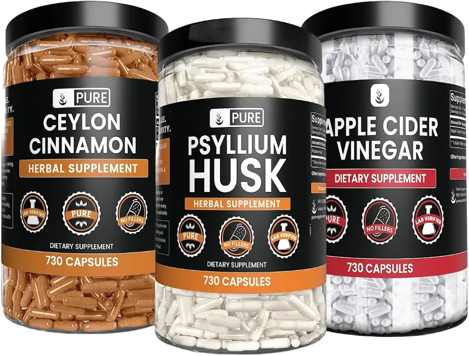 Psyllium Husk, Ceylon Cinnamon, & Apple Cider Vinegar 730 Capsules E4713