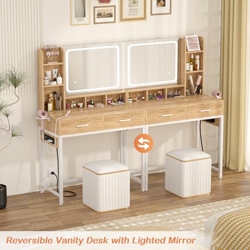 Black Vanity Desk with Mirror and Drawers I804