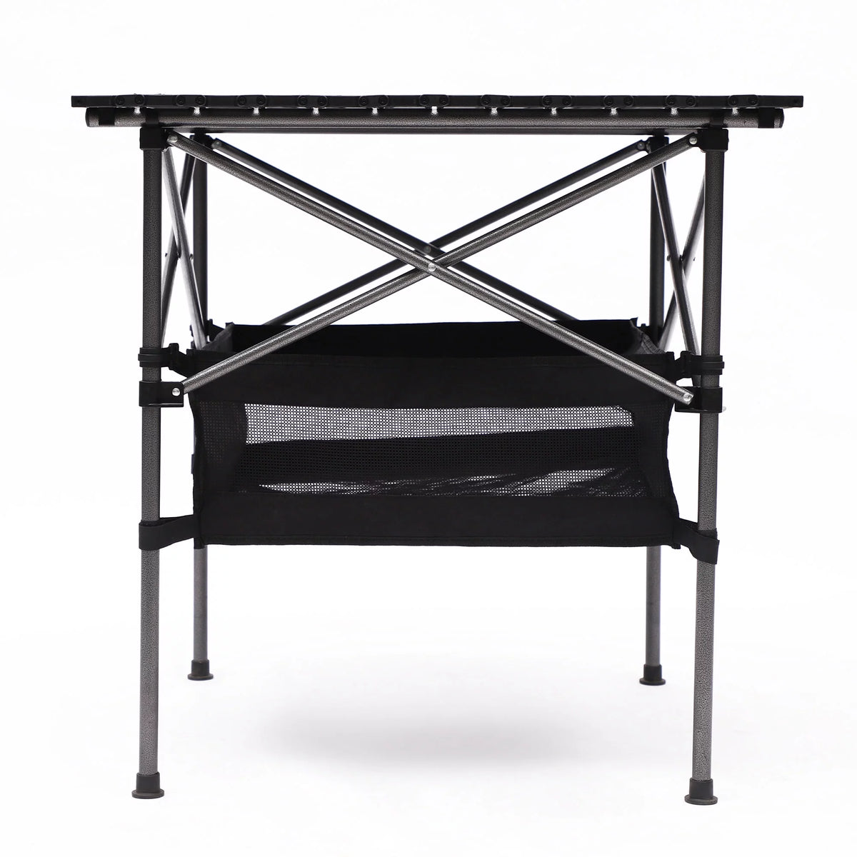 Portable Square Folding Table with Carrying Bag, Roll-up Top, Aluminum Frame, Black W35512