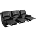 Black 3-Seat Reclining Theater Seating with Cup Holders H264