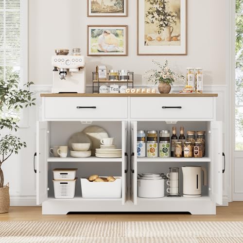 Black Rustic Brown Buffet Cabinet with Drawers and Shelves C267