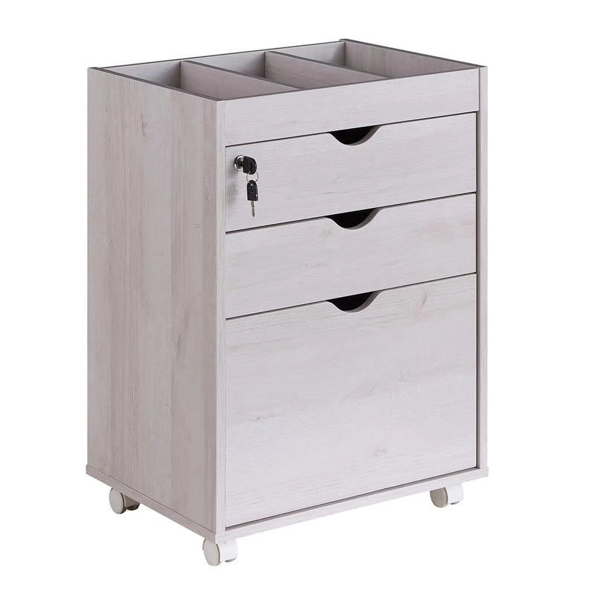 White Wood 3-Drawer File Cabinet U195
