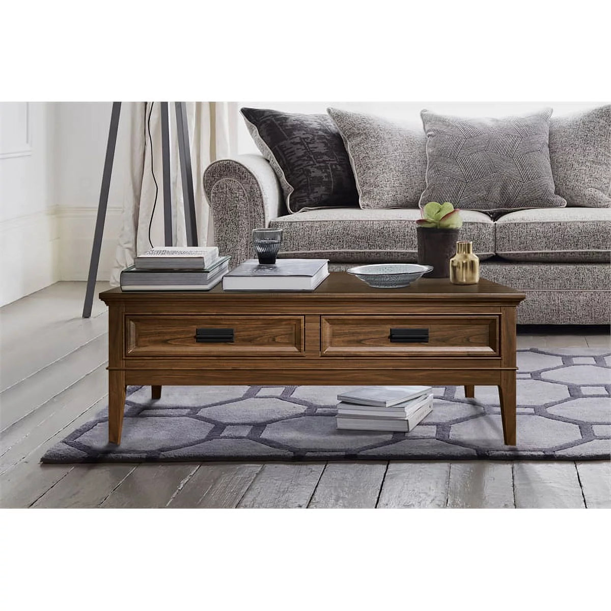Brown Cherry 2 Drawer Wood Coffee Table F562689