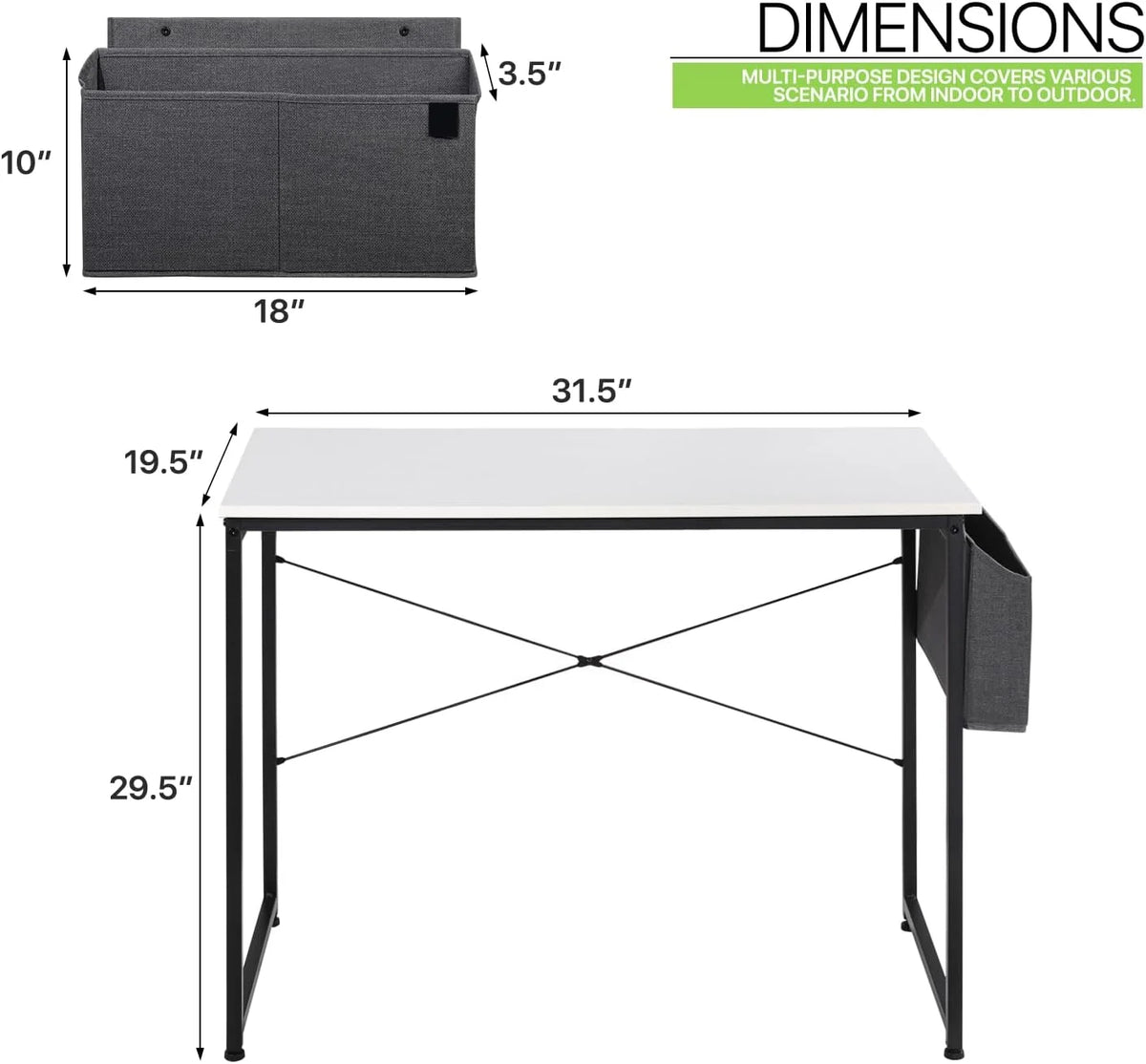 White Computer Desk with Storage Bag O2411