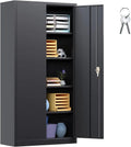 71 In Black Metal Storage Cabinet with Locking Doors and Adjustable Shelves P35118