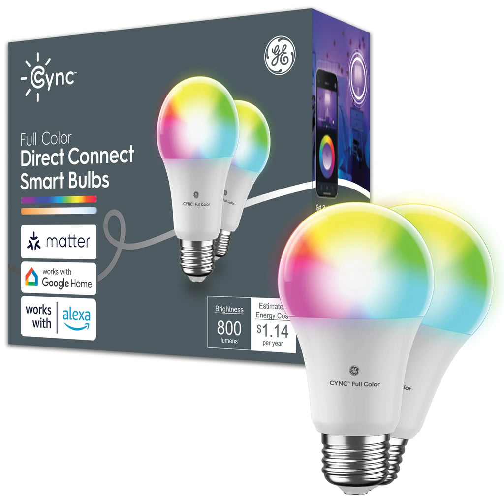 A19 Smart LED Light Bulb 60 Watts Color Changing Medium Base 2pk O73134