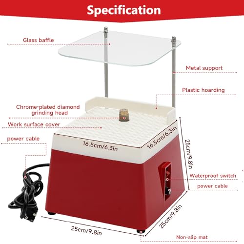 Portable Stained Glass Grinder with Shield F130