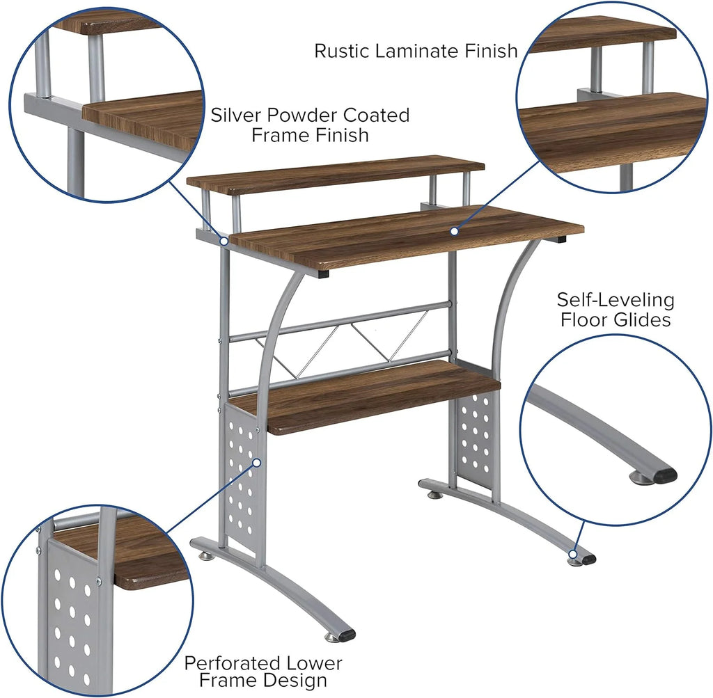 28 Inches Wide Computer Desk with Monitor Platform and Storage Shelf W3926