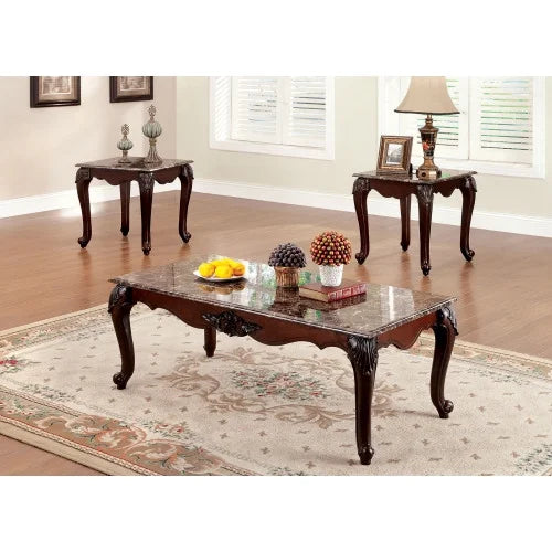 3pc Faux Marble Top Coffee Table and End Tables T223678