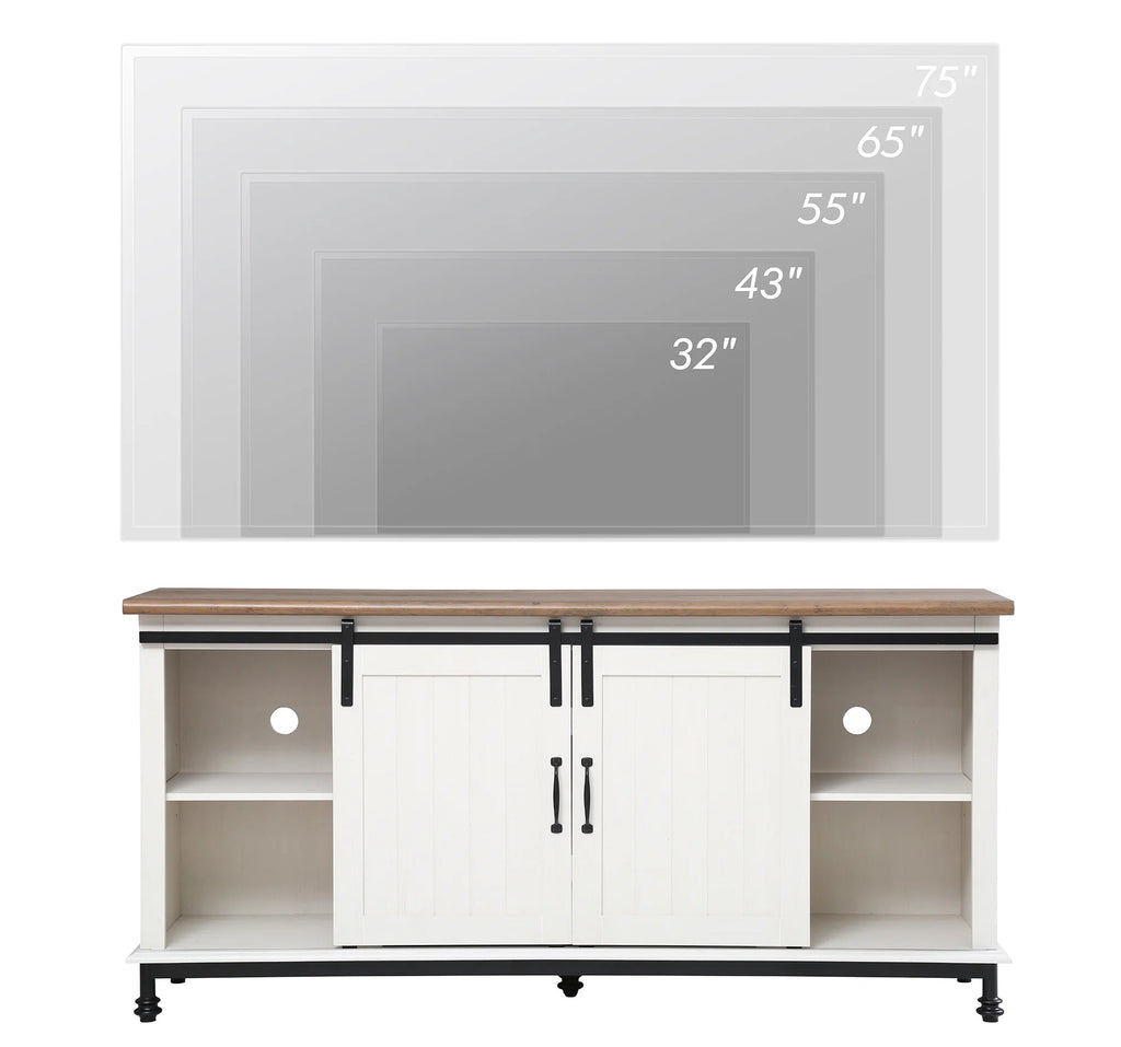 White Brown TV Stand with 2 Doors G64923