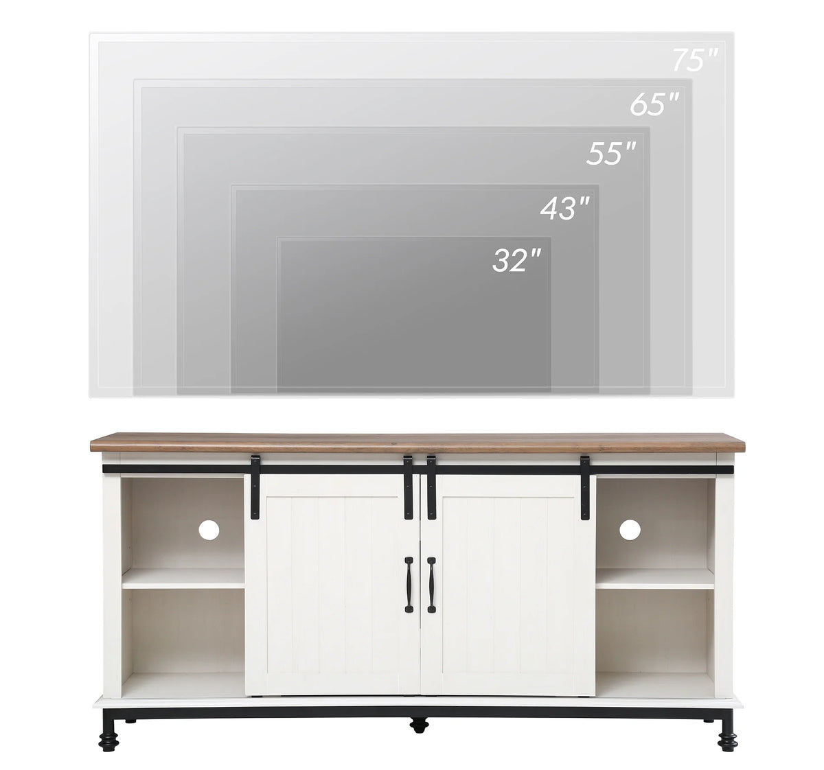 White Brown TV Stand with 2 Doors G64923