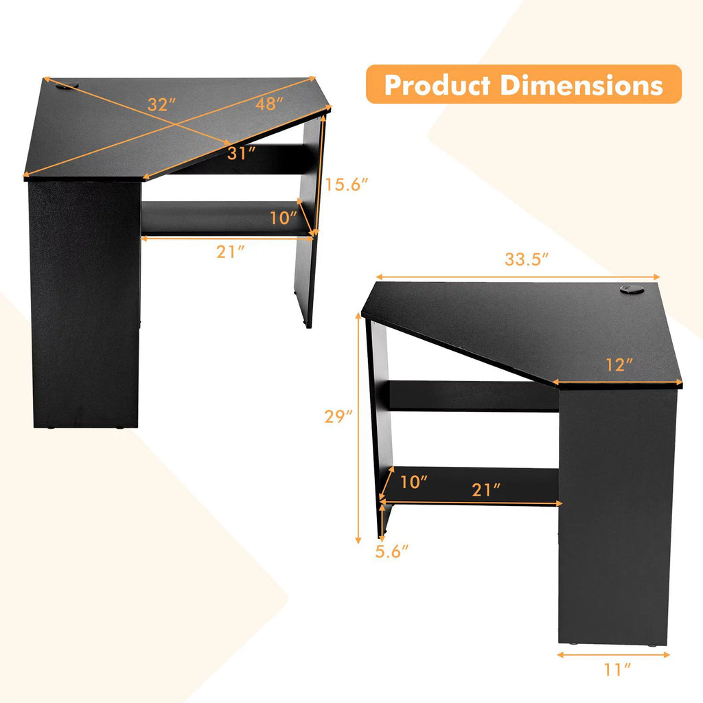 Black Corner Computer Desk S2002