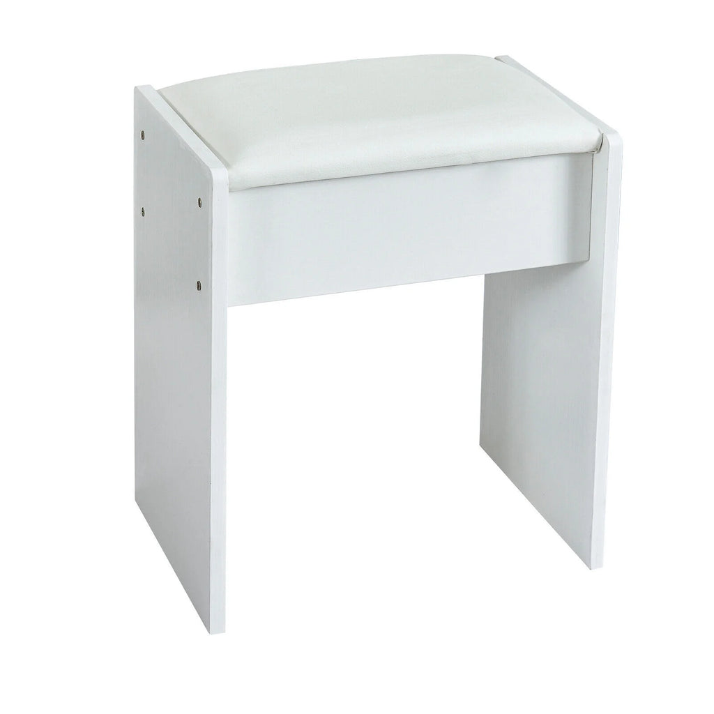 4 Drawer Makeup Vanity Desk with Stool Mirror and Light L39330