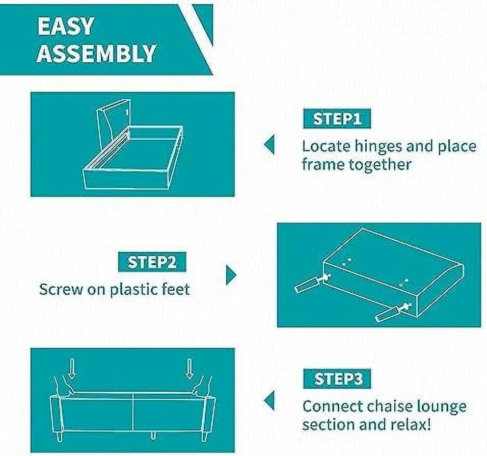 Convertible Sectional Sofa L Shaped Couch with Reversible Ottoman V542