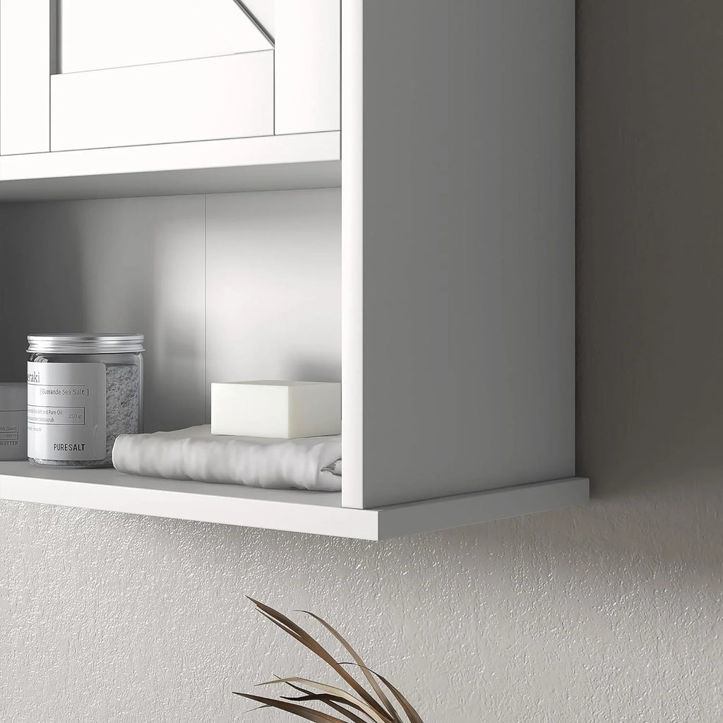 White Wall Mounted Bathroom Cabinet with Adjustable Shelf Q68006