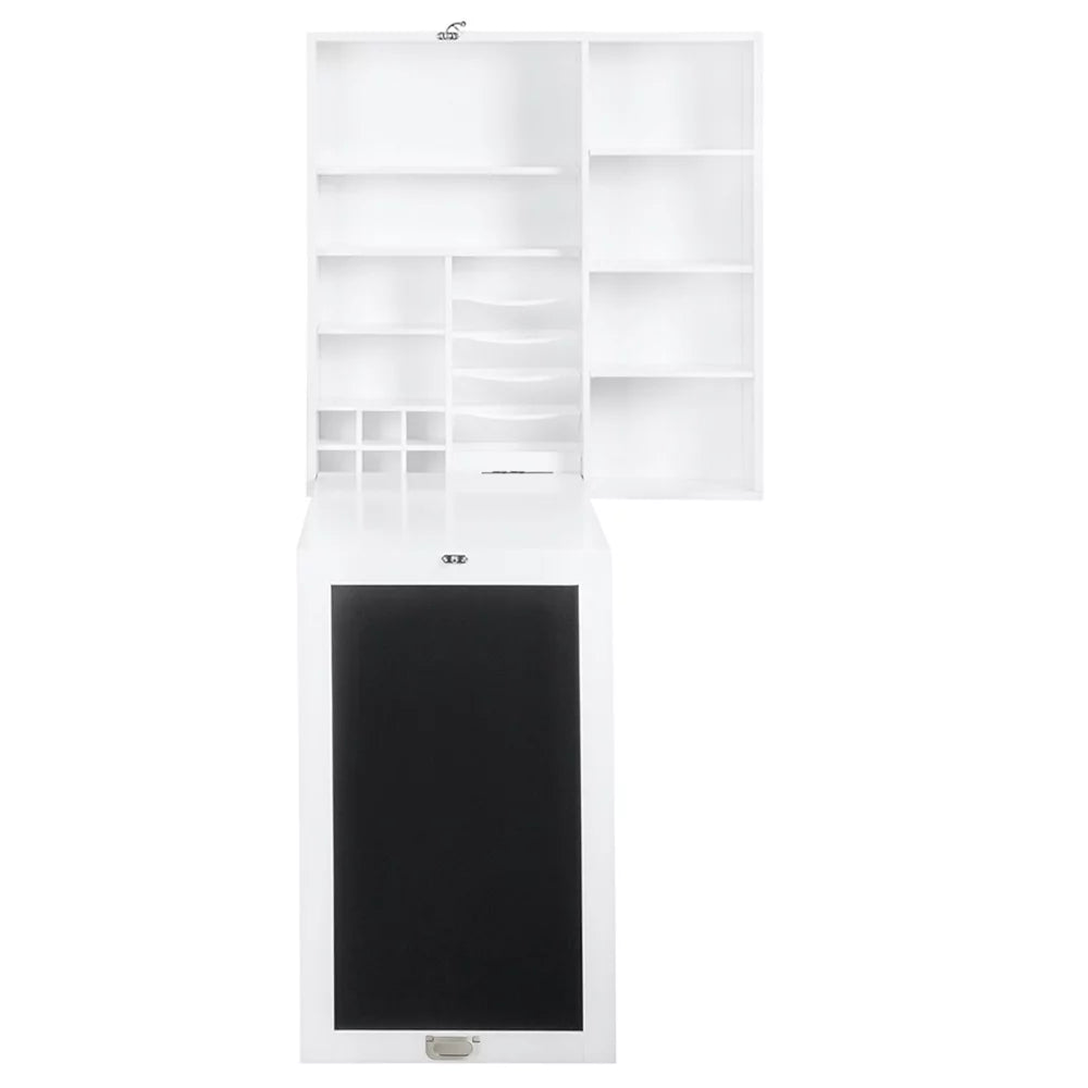Collapsible Wall Mounted Desk with Storage Cabinet & Shelves A20379
