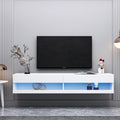 80" Wall Mounted Floating TV Stand with 20 Color LEDs White E41112