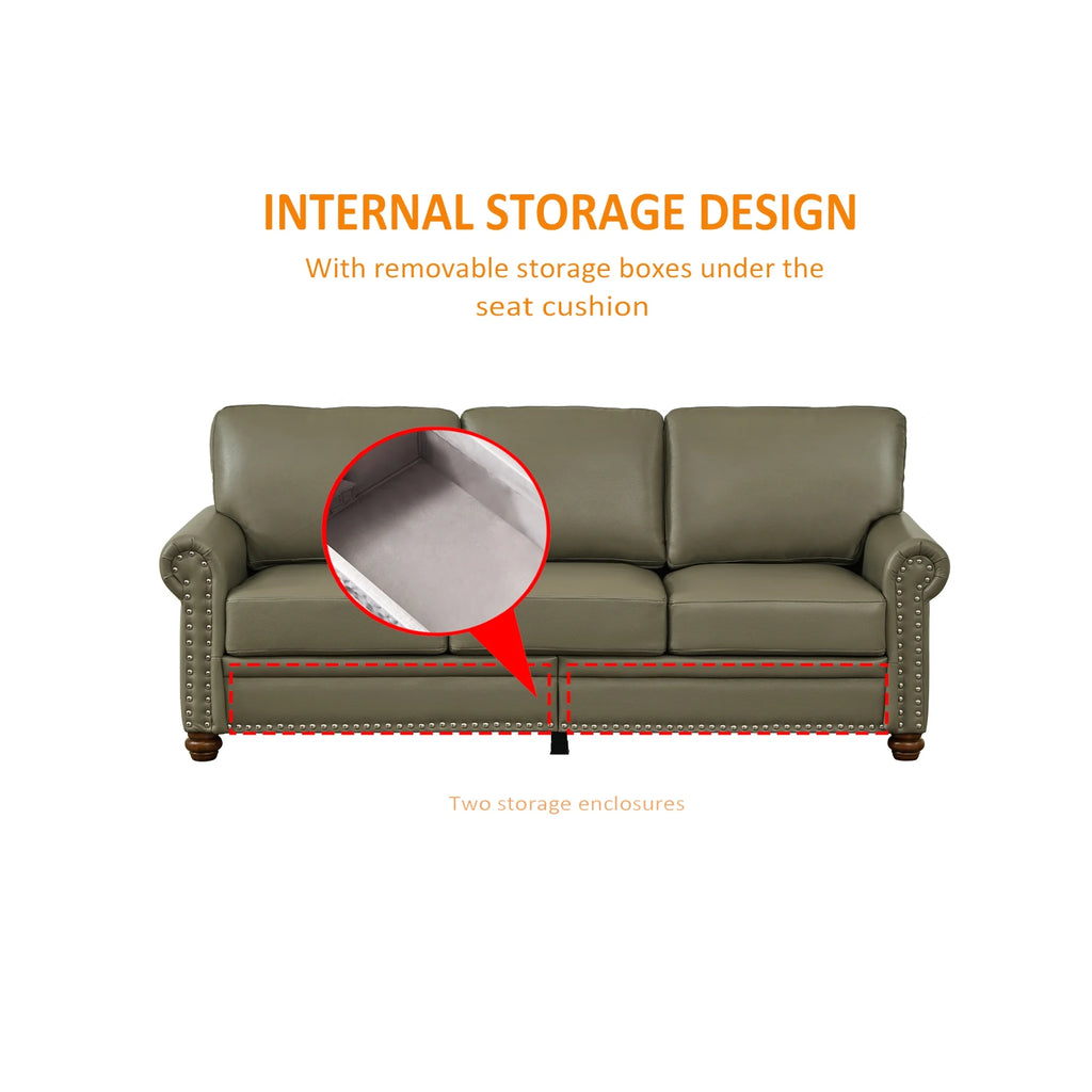 Grey Faux Leather Sofa R375464