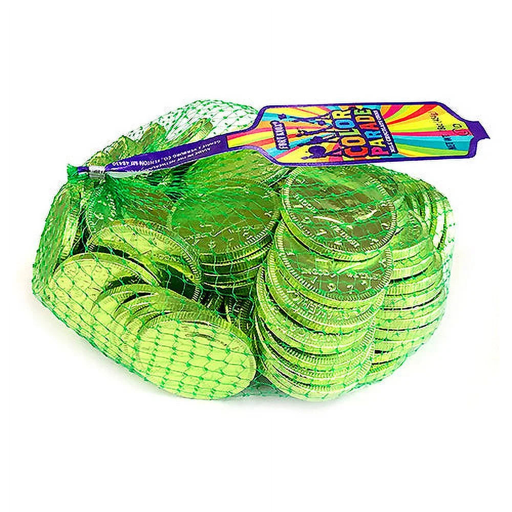 Milk Chocolate Coins Light Green Foil 1 lb R19395