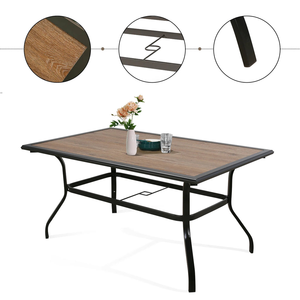 61.5" Rectangular Outdoor Dining Table with Umbrella Hole H450
