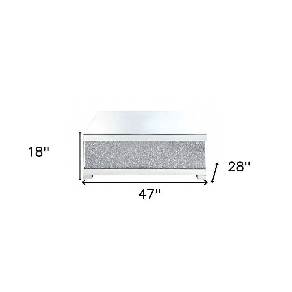 47" Silver Glass Mirrored Coffee Table J4150
