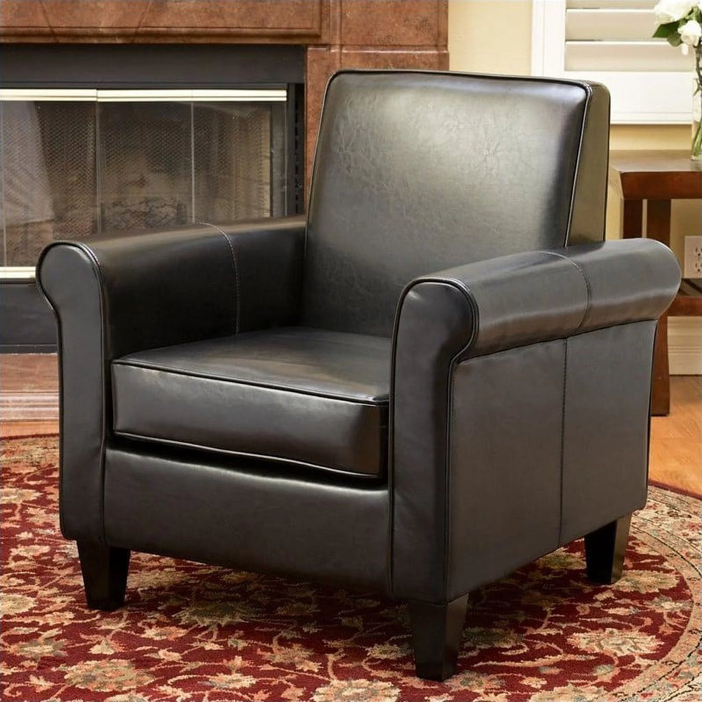Black Leather Club Chair V502