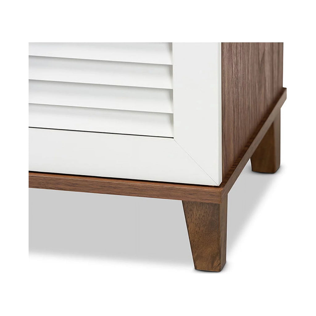Walnut Finished 8-Shelf Wood Shoe Storage Cabinet Z990