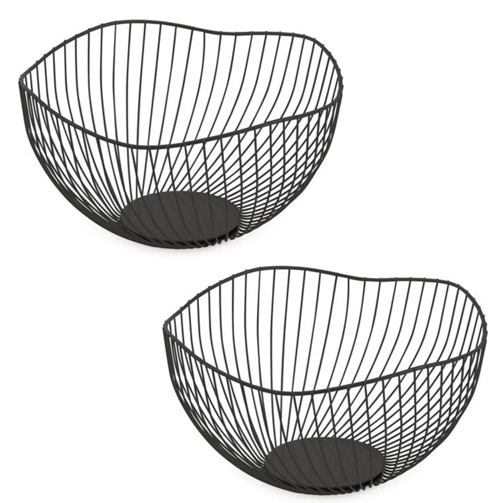 Set of 2 Black Fruit Basket C87808