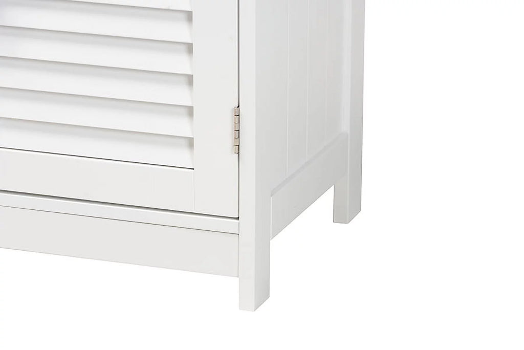 White Wood and Silver Metal 2-Door Bathroom Storage Cabinet H680305