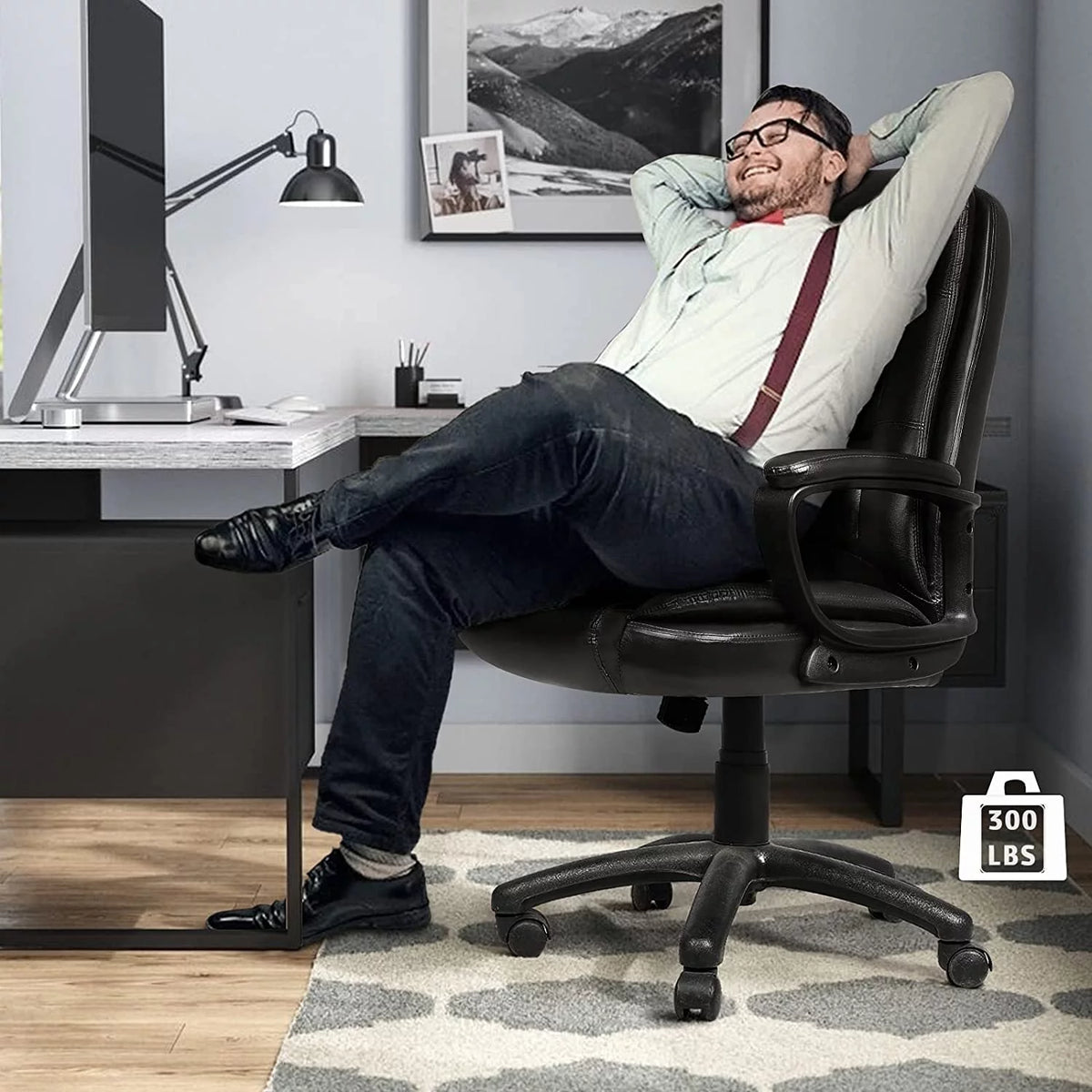 Big and Tall White High Back Ergonomic PU Leather Office Chair S6205