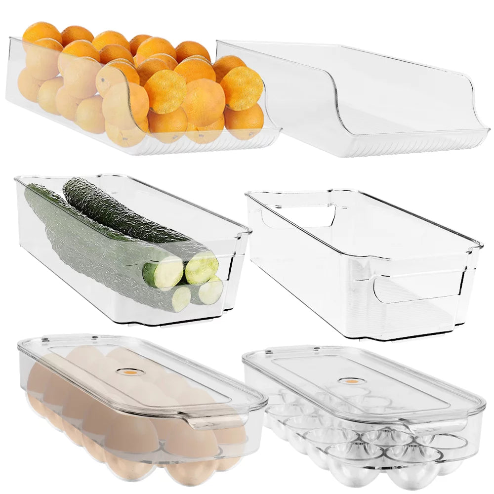 Clear Plastic 7-Piece Fridge Organizer Bins B266693