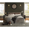 Queen Bed Retro Brown Top Grain Leather & Aluminum D393
