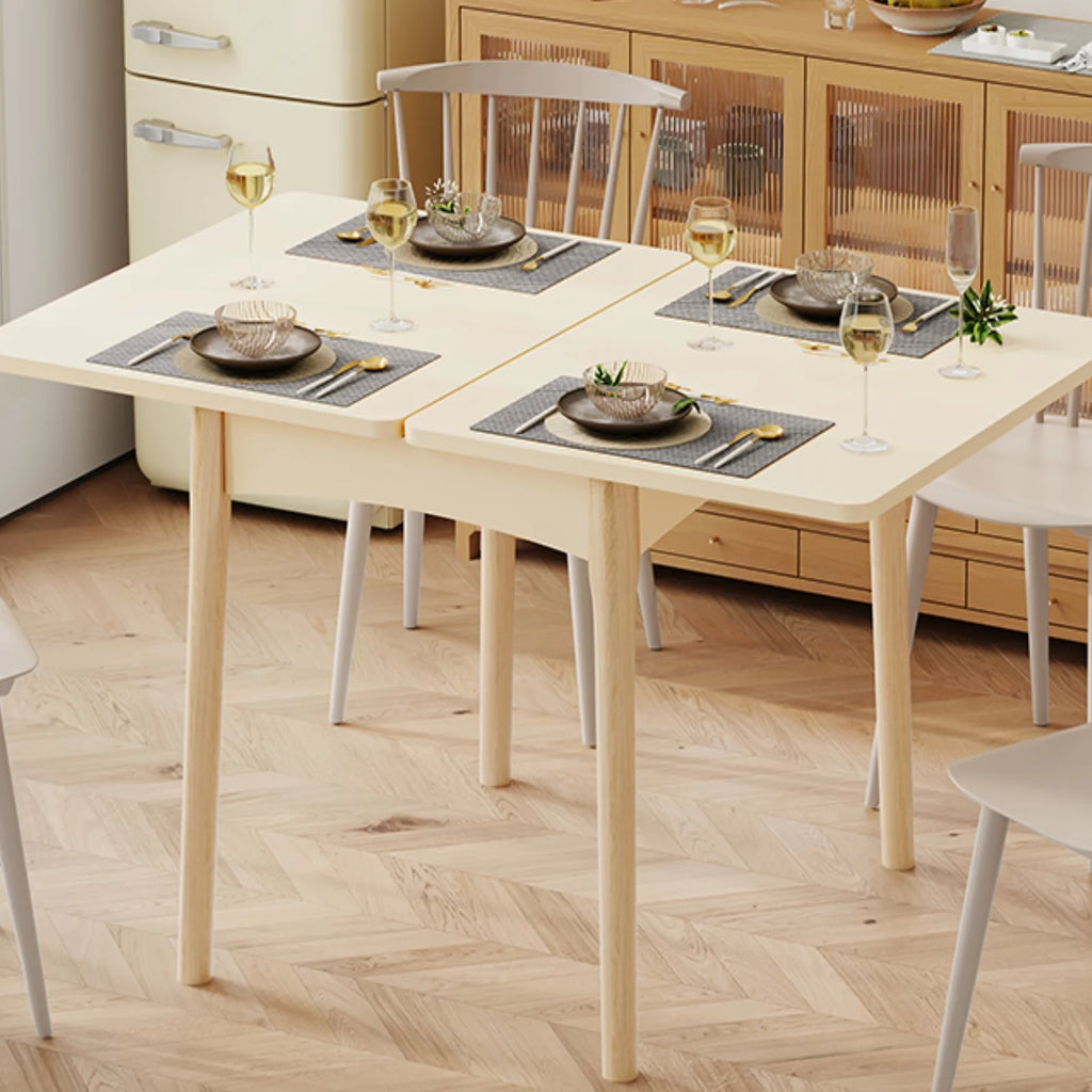 Folding Dining Table with Hidden Storage, Beige Y890723