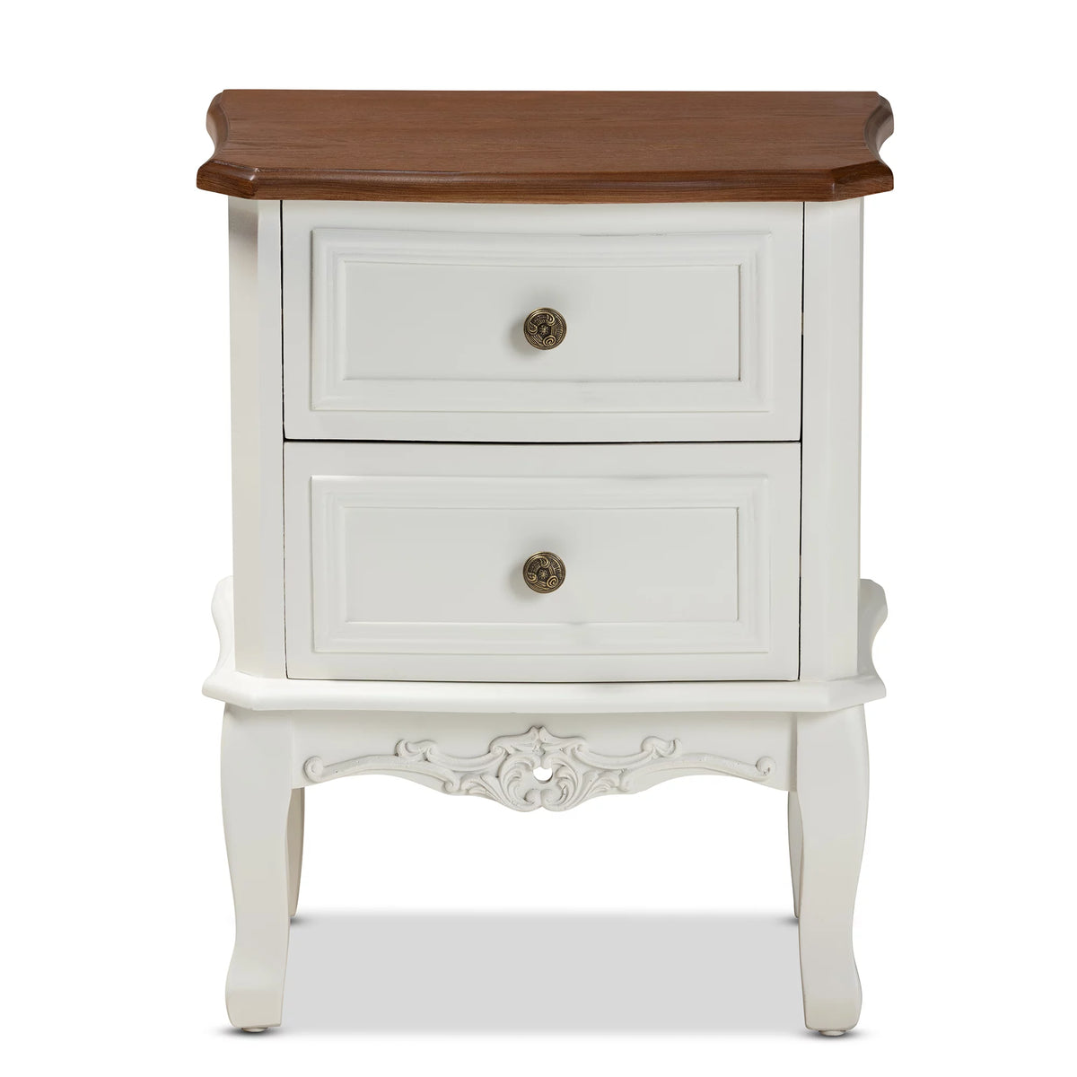 White Cherry Brown Wood 2-Drawer End Table H447