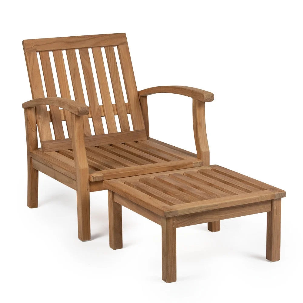 Teak Lounge Chair with Footstool X585679