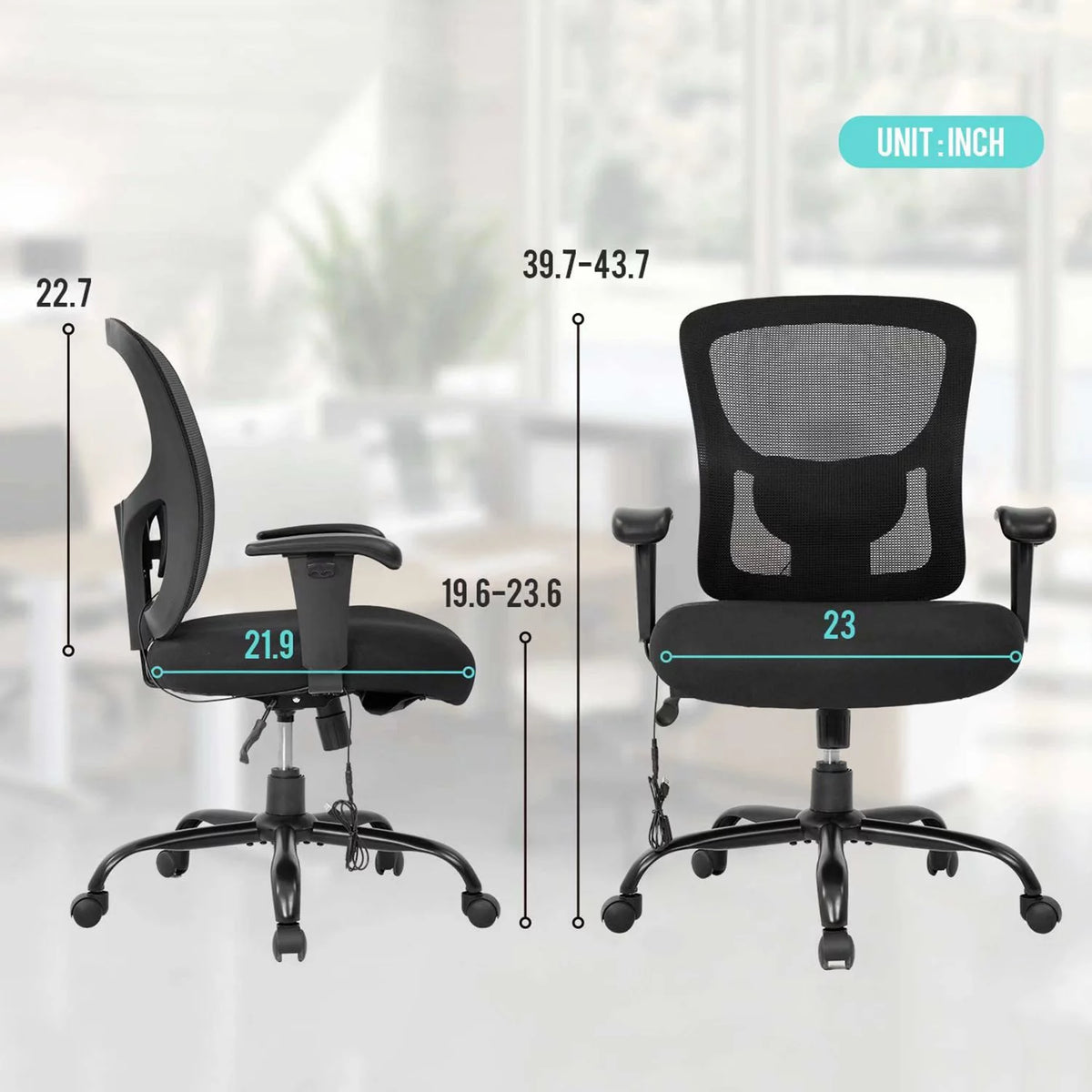 Big & Tall Ergonomic Mesh Office Chair with Lumbar Support J907